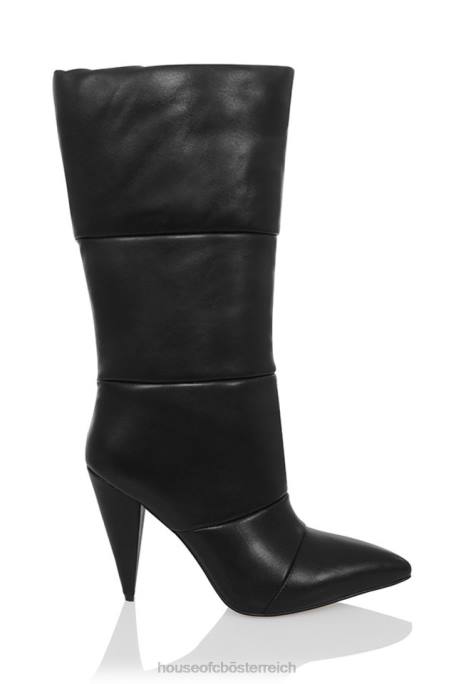 House of CB Schuhe Z26T1114 Phänomen schwarze Puffa-Lederstiefel