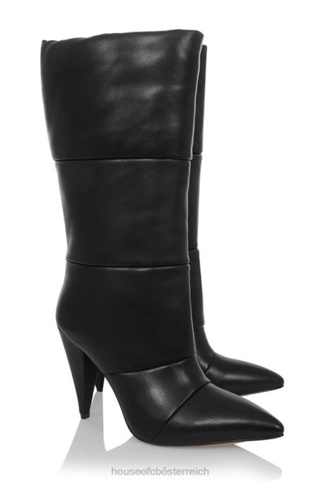 House of CB Schuhe Z26T1114 Phänomen schwarze Puffa-Lederstiefel