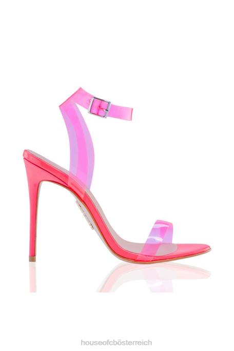 House of CB Schuhe Z26T1119 Geistersandalen aus Leder mit neonpinken Riemen