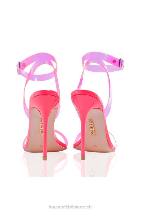 House of CB Schuhe Z26T1119 Geistersandalen aus Leder mit neonpinken Riemen