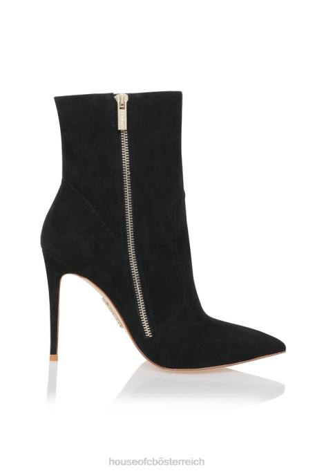 House of CB Schuhe Z26T1123 Serpenti-Stiletto-Stiefelette aus schwarzem Wildleder