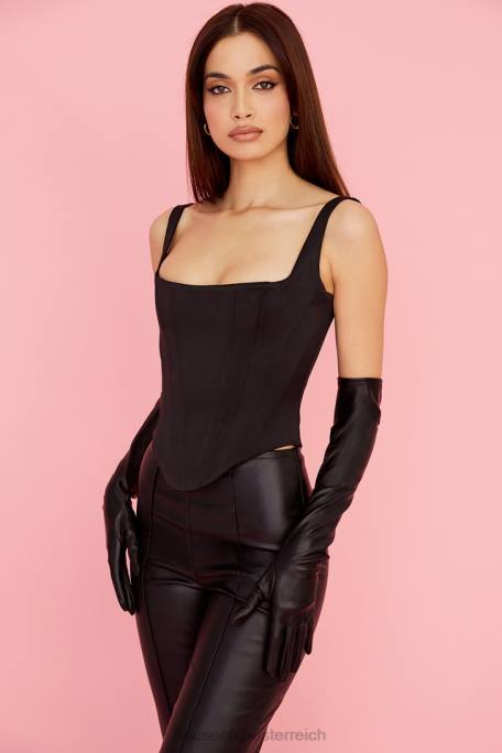 House of CB Zubehör Z26T1249 Schwarze opernlange Handschuhe aus veganem Leder von Margot