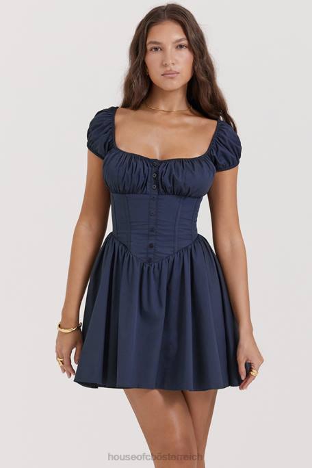 House of CB Kleidung Z26T171 Nala French Navy gerafftes Minikleid