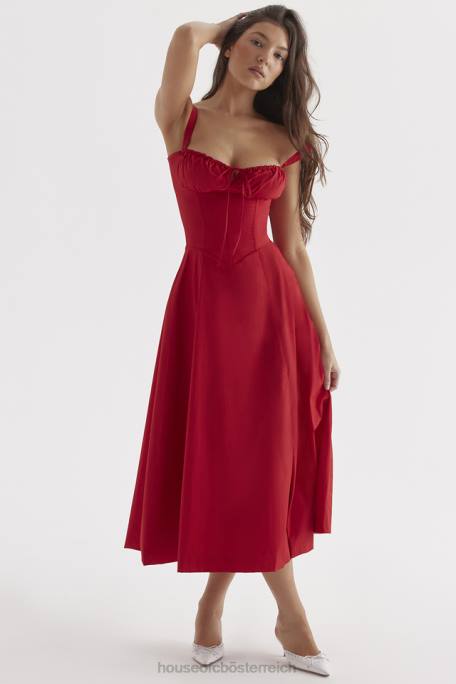 House of CB Kleidung Z26T292 Carmen rotes Rosen-Bustier-Sommerkleid