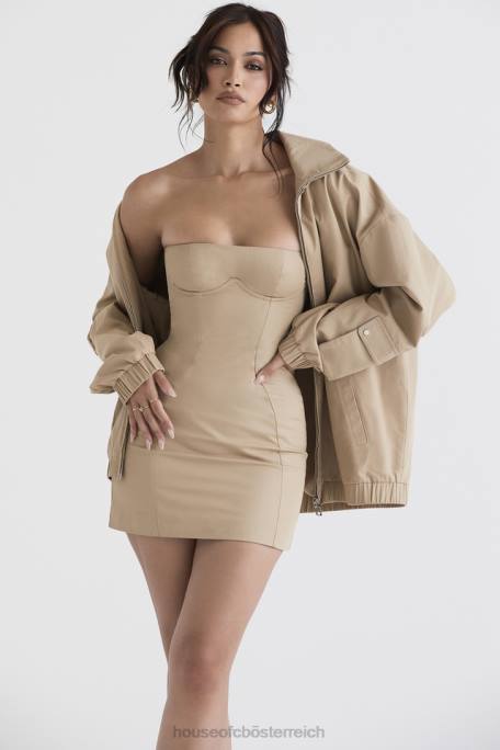 House of CB Kleidung Z26T1042 Cami Taupe übergroße Trainingsjacke