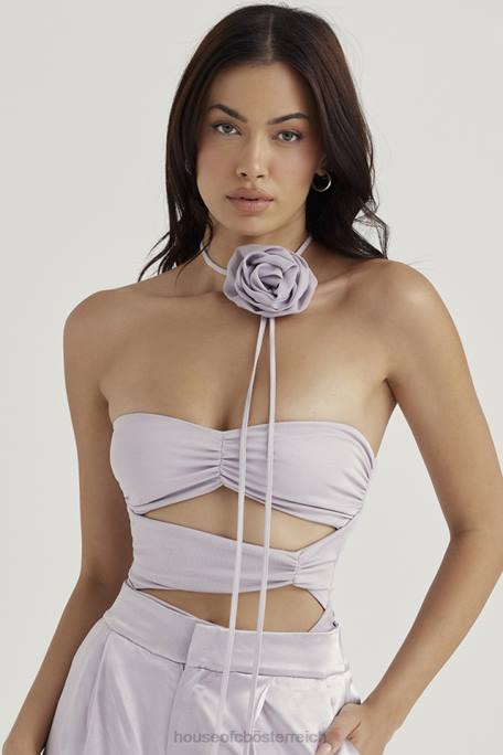 House of CB Kleidung Z26T713 Joie grauer Body mit Blumenbesatz